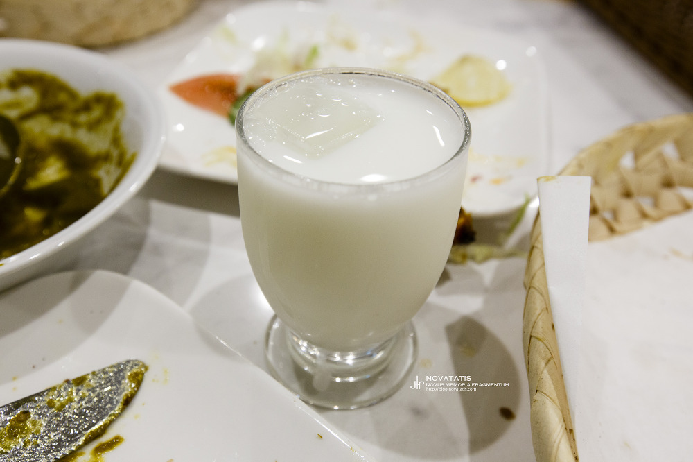 Tall glass of homogenous white