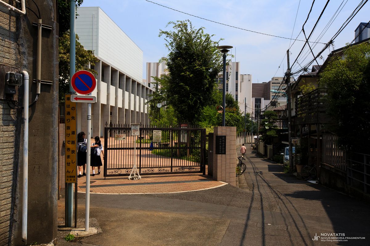 주택가 골목의 학교 정문