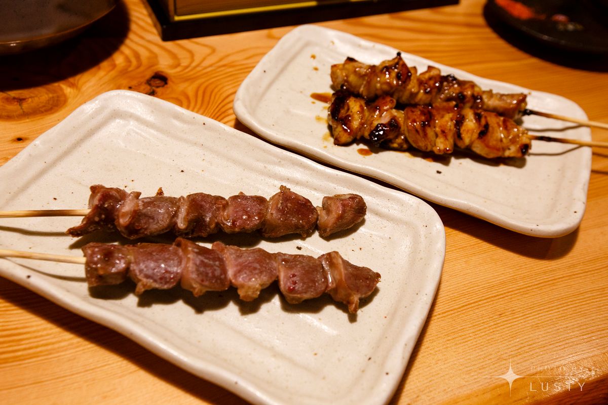 닭똥집 꼬치와 양념 닭꼬치