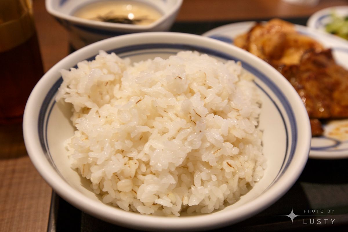 밥그릇과 고기 일부